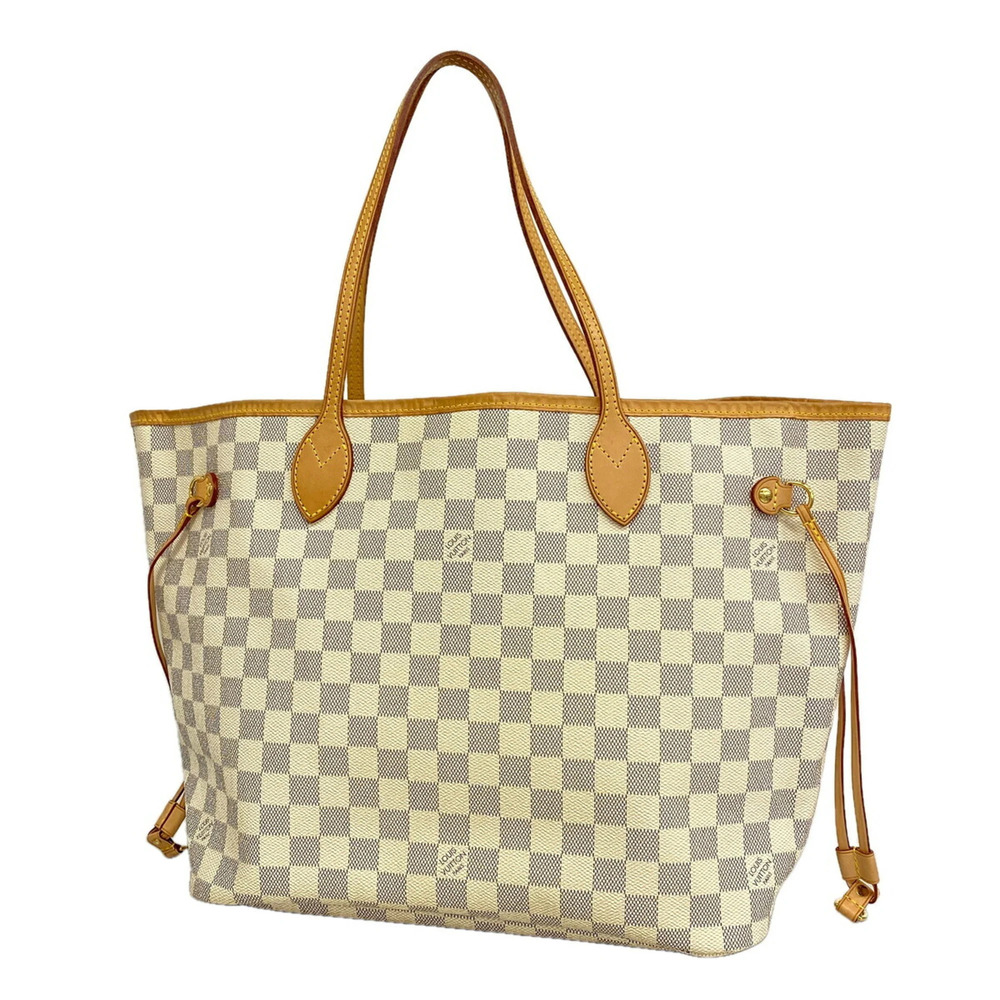 Louis Vuitton Damier Azur Neverfull MM Tote Bag N51107 White Women's